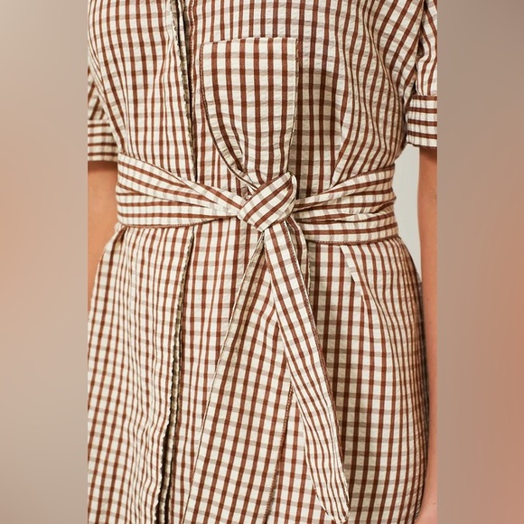 Pomander Place Brown Gingham Seersucker Zacara Dress Size XXL - Picture 5 of 11